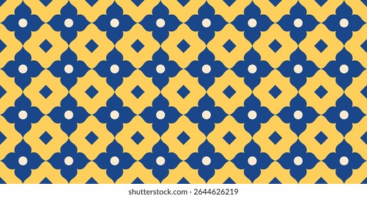Marokkanisches florales nahtloses Muster. Arabischer geometrischer Hintergrund, Banner, Cover. Mosaik. Damast. Vektorgrafik.