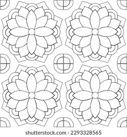 Moroccan Flower Tile Black and White