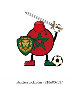 Moroccan football character mascot design for world cup