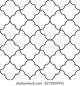 Moroccan Geometric Outline Pattern in Black and White