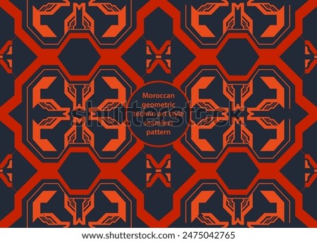 Moroccan geometric techno art style seamless pattern	
