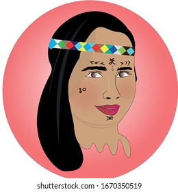 Moroccan girl retro style travel poster postcard hand drawn sketch