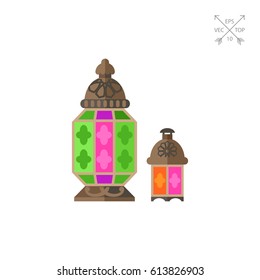 Moroccan glass lantern vector icon