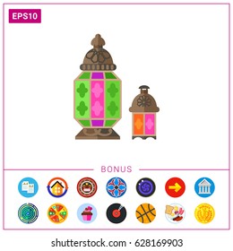 Moroccan glass lantern vector icon