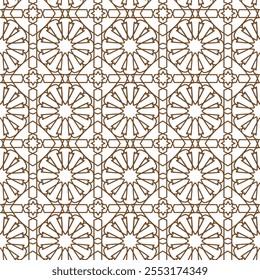 Moroccan Graphic Tile Outline. 1 color plus white, or 2 colors. Seamless Vector Repeat.