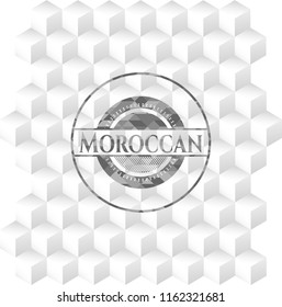 Moroccan grey badge with geometric cube white background