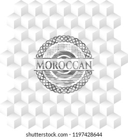 Moroccan grey badge with geometric cube white background