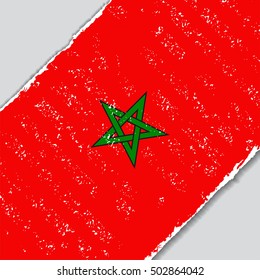 Moroccan grunge flag diagonal background. Vector illustration.