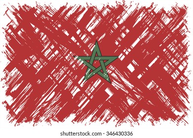 Moroccan grunge flag. Vector illustration. Grunge effect can be cleaned easily.