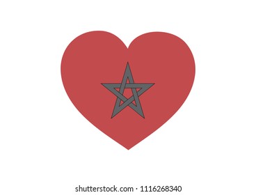 moroccan Heart shape flag of Morocco isolated on a white background illustration country love background health vector love icon symbol cross graphic kingdom north africa