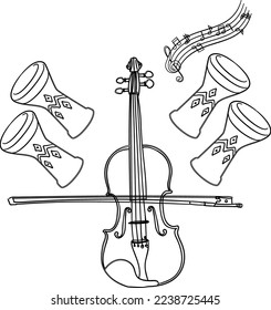 violín de instrumentos marroquíes ( kamanja ) y ( taarija )