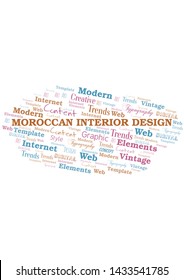 Moroccan Interior Design word cloud. Wordcloud made with text only.