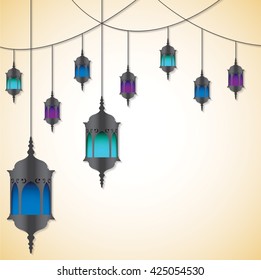 Moroccan lantern card in vector format.