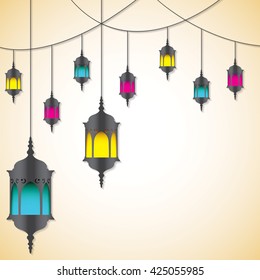 Moroccan lantern card in vector format.
