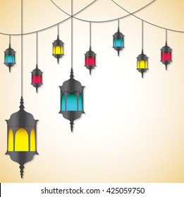 Moroccan lantern card in vector format.