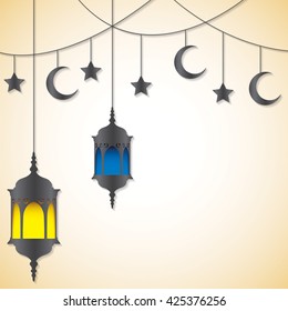 Moroccan lantern card in vector format.