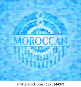 Moroccan light blue emblem with mosaic background
