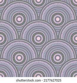 Moroccan mandala circles embroidery vector seamless pattern. Tribal motifs intricate line art geometry. Arabic folk round medallion circles seamless geometric pattern.
