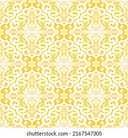 Moroccan mandalas seamless pattern on isolated yellow background. Vector boho motif. Mandala with floral elements. Print for wrapping paper, notebook cover, textile, fabric, clothes and tile.