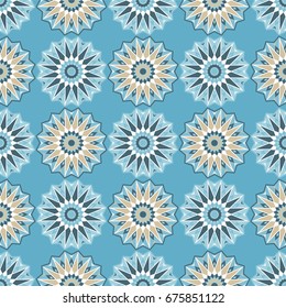 Moroccan Mosaic Seamless Patterns. Retro motif. Vector illustration. Textile rapport.