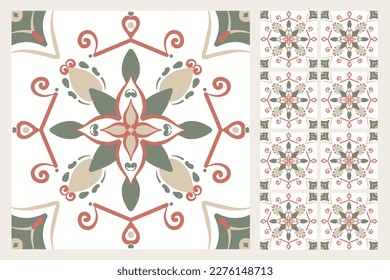 Moroccan mosaic tile, ceramic decoration tile, seamless pattern. Abstract seamless ornamental print. Hand drawn geometric design for wallpaper, stickers, print, fabric