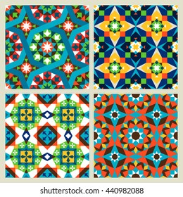 Moroccan mosaic vector or modern arabic seamless patterns