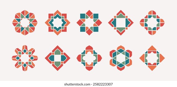 Moroccan pattern ornaments icon collection