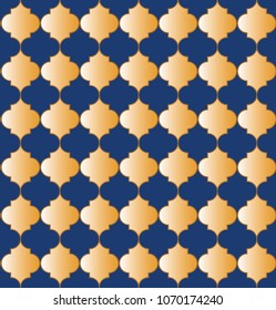 Moroccan pattern seamless of blue and gold tones.Vector illustration