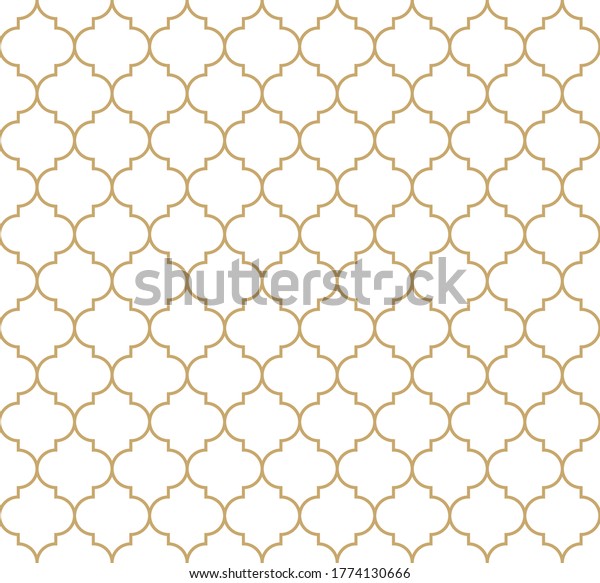 Moroccan pattern vector in gold and white.\
Decorative seamless motif for wallpaper, textile, or packaging.\
Traditional classic luxury design. Simple geometric ornament for\
fashion or home\
print.