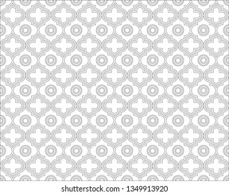 Moroccan Quatrefoil Seamless Pattern. Mosaic Motif Ogee For Ethnic Background. Suitable For Decorating Baby Shower Card, Wedding, Surface Design, Fabrics, Textiles Wrapping Paper