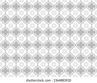 Moroccan Quatrefoil Seamless Pattern. Mosaic Motif Ogee For Ethnic Background. Suitable For Decorating Baby Shower Card, Wedding, Surface Design, Fabrics, Textiles Wrapping Paper