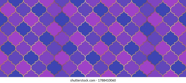 Moroccan Seamless Mosaic Design. Eid Mubarak Muslim Decoration. Turkish Mosque Window Grid. Seamless Moroccan Pattern Traditional Ramadan Mosque Golden Tile. Ramadan Kareem Islamic Illustration.