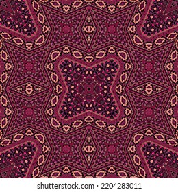 Moroccan seamless ornament graphic design. Traditional geometric background. Rug print in ethnic style. Patchwork motifs in aztec style.