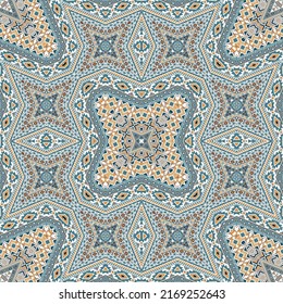 Moroccan seamless ornament vector design. Traditional geometric texture. Scarf print in ethnic style. Mosaic motifs in antique style.