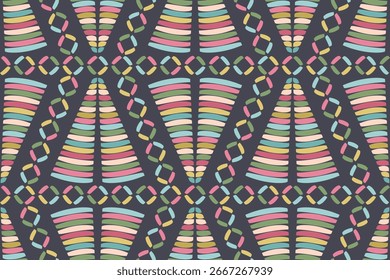 padrão marroquino sem emenda. Design africano e árabe com diferentes formas de cores. Fundo oriental. Elementos asiáticos tradicionais. ornamentos decorativos mediterrânicos orientais. Ilustração vetorial