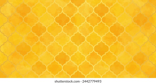 Patrón sin costuras marroquí. Adorno de acuarela de mosaico árabe. Antecedentes Musulmanes De Eid Mubarak. Ramadan Kareem Ilustración islámica. Mezquita turca en forma de ventana.