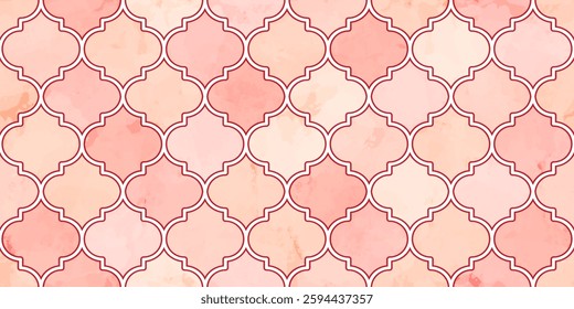 Moroccan Seamless Pattern. Arabic Mosaic Watercolor Ornament.