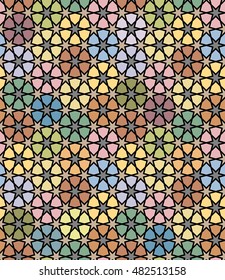 Moroccan seamless pattern. Colorful Islamic background. Mosaic tile texture.