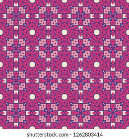 Moroccan seamless pattern. It combines Moorish, Arabic and a mix of Berber styles. Predominance of purple.