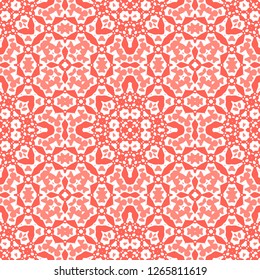 Moroccan seamless pattern. It combines Moorish, Arabic and a mix of Berber styles. Coral colors.