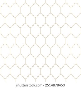 Moroccan seamless pattern with gold line, vector illustration.