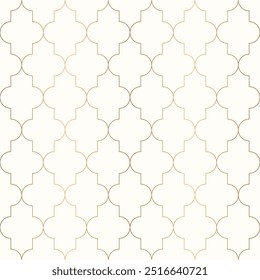 Moroccan seamless pattern with gold line, quatrefoils tile ,vector illustration.