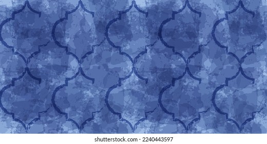 Moroccan Seamless Pattern. Gold Turkish Mosque Window Shape. Arabic Mosaic Golden Background. Eid Mubarak Muslim Ornament. Ramadan Kareem Islamic Illustration