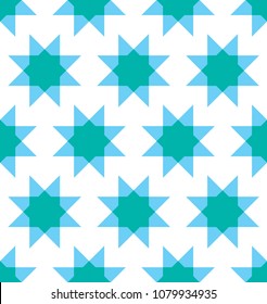 Moroccan seamless pattern, Morocco. Patchwork mosaic with traditional folk geometric ornament blue white. Tribal oriental style. Vector 