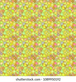 Moroccan seamless pattern, Morocco. Patchwork mosaic with traditional folk geometric ornament green pink beige yellow. Tribal oriental style. Can be used for fabrics, wallpapers, websites. Vector