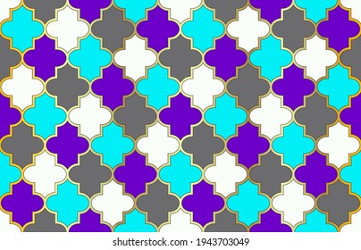 Marokkanisches Muster ohne Nahtlose. Noble marokkanische nahtlose Muster. Moschee Window Design. Persischer Mubarak-Mosaik. 1001 Nacht Arabesque. Ramadan Kareem Elegantes Muster. Traditionelles islamisches Laternendekor.