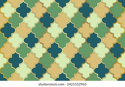 Patrón marrón. Noble Patrón Marroquí Sin Mar. Motif de la ventana de la mezquita. Ramadan Kareem Tender Design. Ornamento tradicional musulmán de linternas. Mosaico de Mubarak Oriental. 1001 Noche árabe.
