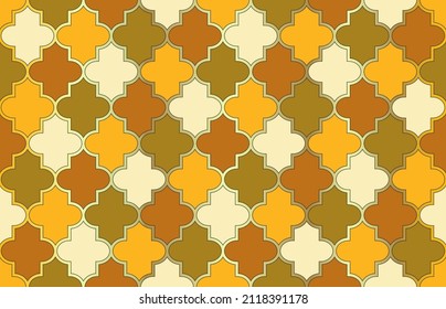 Patrón marrón. Mosaico Mubarak Persa. Ornamento tradicional musulmán de linternas. 1001 Noche árabe. Ramadan Kareem Tender Motif. Diseño de la ventana de la mezquita. Elegante Patrón Marroquí Sin Mar.