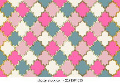Moroccan Seamless Pattern. Ramadan Kareem Tender Pattern. Eastern Mubarak Mosaic. 1001 Night Arabesque. Noble Moroccan Seamless Pattern. Mosque Window Motif. Traditional Islamic Lantern Background.