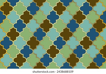 Moroccan Seamless Pattern. Ramadan Kareem Elegant Design. Traditional Muslim Lantern Background. Tender Moroccan Seamless Pattern. 1001 Night Arabesque. Mosque Window Pattern. Persian Mubarak Mosaic.